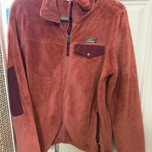 L.L. Bean Rust and Burgundy Fleece Jacket